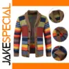 Men's V-Neck Patchwork Cardigan Sweater