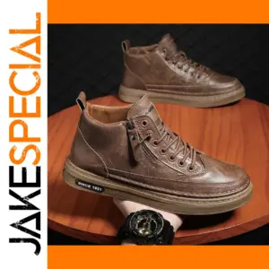 High Top Leather Ankle Boots for Men