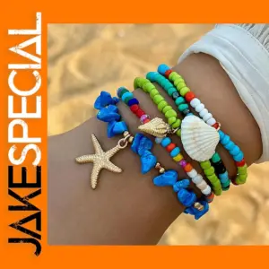 Blue Starfish Shell Bracelet Set for Women