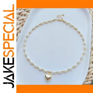 Heart Pendant Necklace with Pearls and Gold