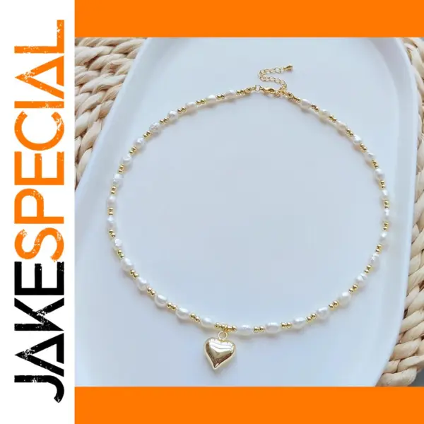 Heart Pendant Necklace with Pearls and Gold