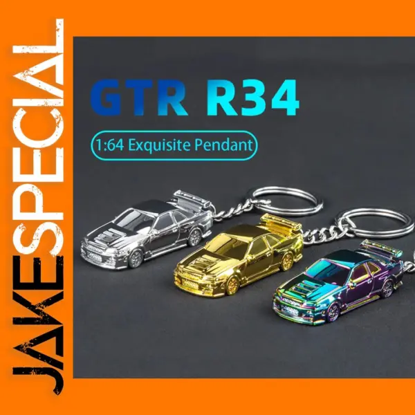 1:64 GTR-R34 RS7 Metal Keychain Model Car