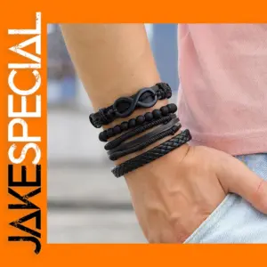 Leather Charm Bracelet with Geometric Design