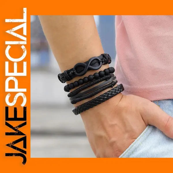 Leather Charm Bracelet with Geometric Design