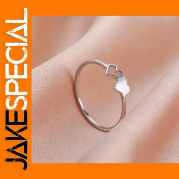 Double Hearts Stainless Steel Ring for Women