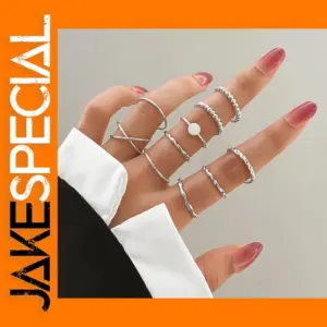 Trendy Geometric Cross Rings Set for Women