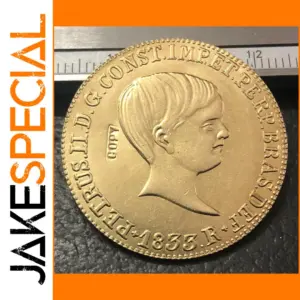1833 Brazil Gold Copy Coin Replica - Pedro II