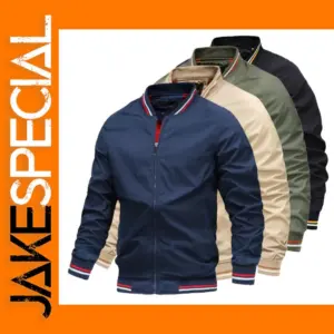 Casual Zippered Bomber Jacket for Men