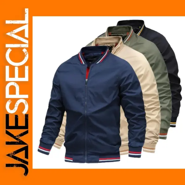Casual Zippered Bomber Jacket for Men