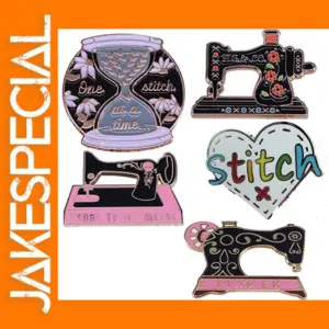 Heart Shaped Sewing Machine Brooch Pin