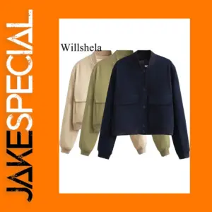 Willshela Women's V-Neck Bomber Jacket