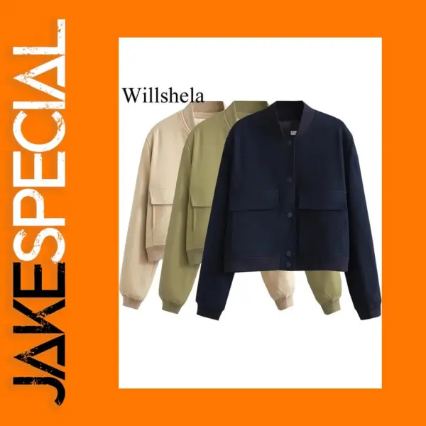 Willshela Women's V-Neck Bomber Jacket