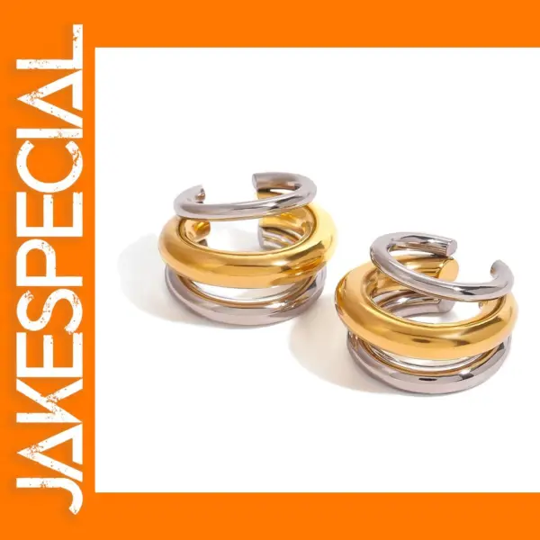 Geometric C-shaped Stainless Steel Ear Clips