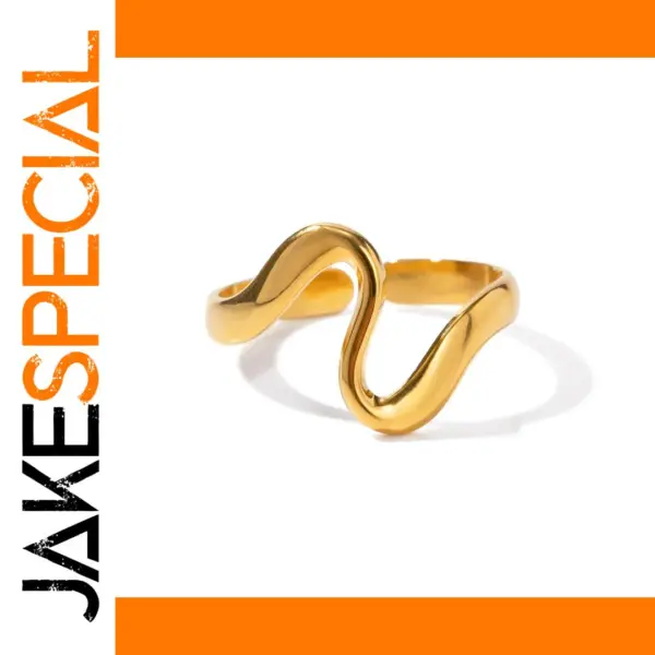 Stylish Irregular Curve Geometric Ring