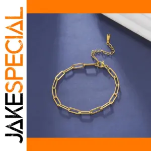 Gold Color Stainless Steel Paperclip Bracelet