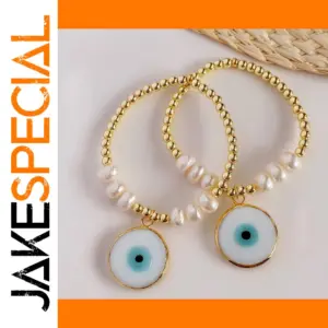 Evil Eye Charm Waterproof Pearl Beaded Bracelet