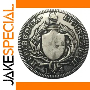 Antique 1840 4 Lire Coin from Genoa