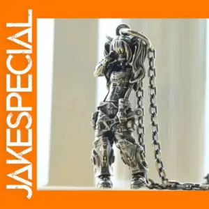 Silver-Plated Anime Mecha Pendant Necklace