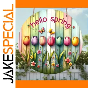 Hello Spring Wooden Hanging Sign Decorative Mural