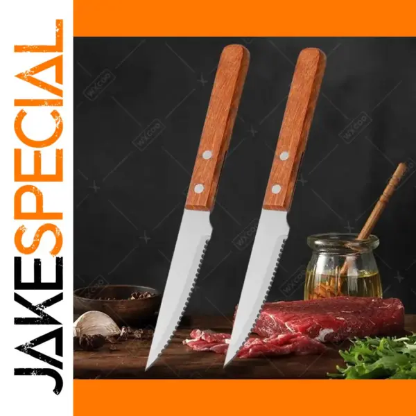 Stainless Steel Steak Knife Set with Wooden Handle
