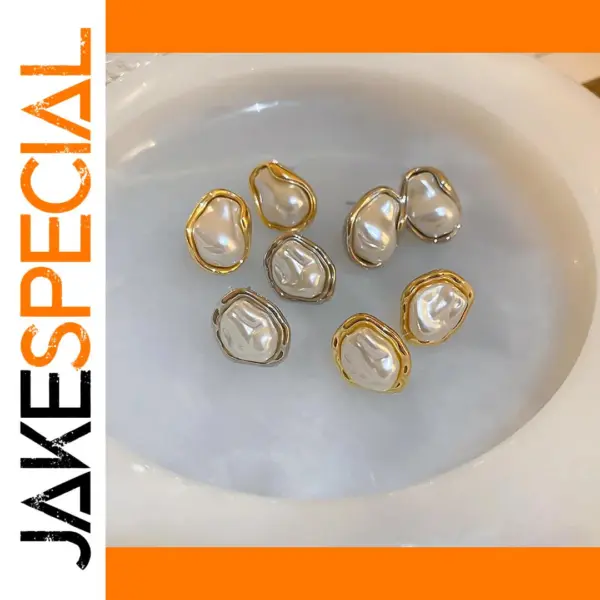 Geometric Pearl Stud Earrings for Elegant Style