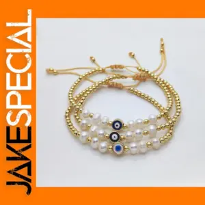 Natural Pearl Evil Eye Beaded Bracelet for Women