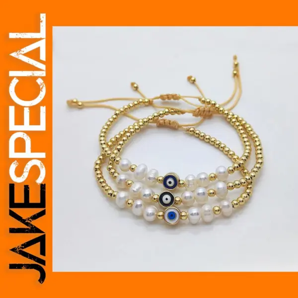 Natural Pearl Evil Eye Beaded Bracelet for Women