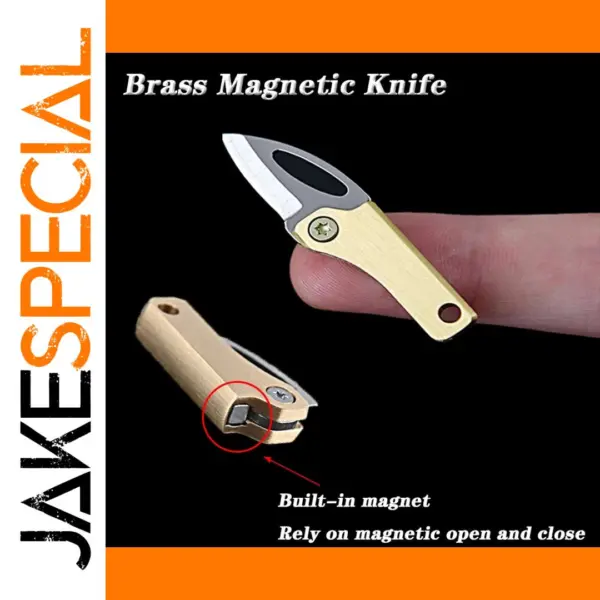 Mini Brass Magnetic Folding Knife Keychain EDC