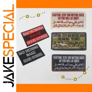 Embroidered Tactical Patch Caution Stay 100m