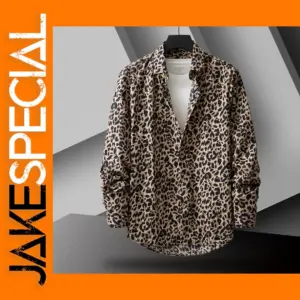 Leopard Print Long Sleeve Shirt for Men