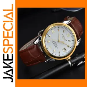 LONGLUX Men's Mechanical Waterproof Leather Watch
