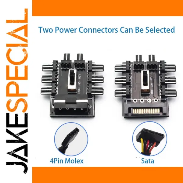8-Way PWM Fan Splitter Hub for PC Cooling