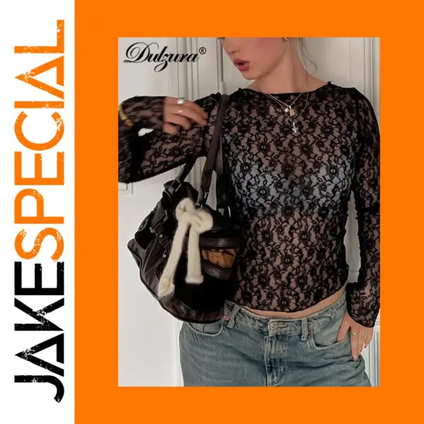 Lace Crop Top for Women Autumn Winter Wear
