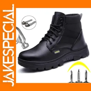Men's Leather Safety Work Boots Steel Toe