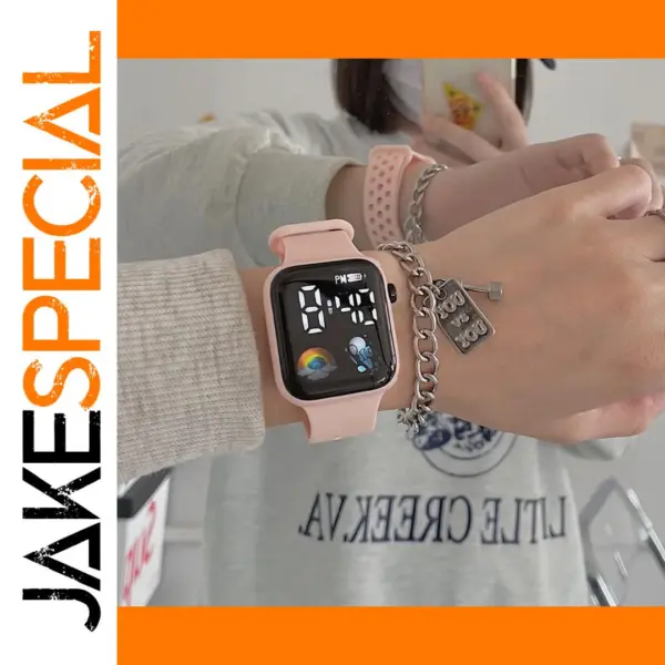 Pink LED Sports Watch with Silicone Strap