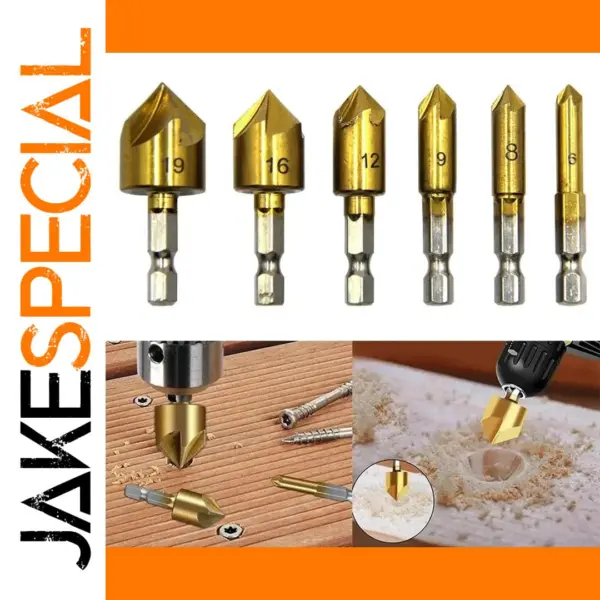 6PC Titanium Plated Woodworking Drill Bit Set