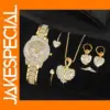 Gold Women's Quartz Watch Jewelry Set