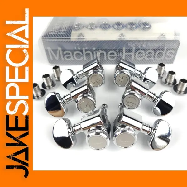Kaynes Chrome Electric Guitar Tuning Pegs Set