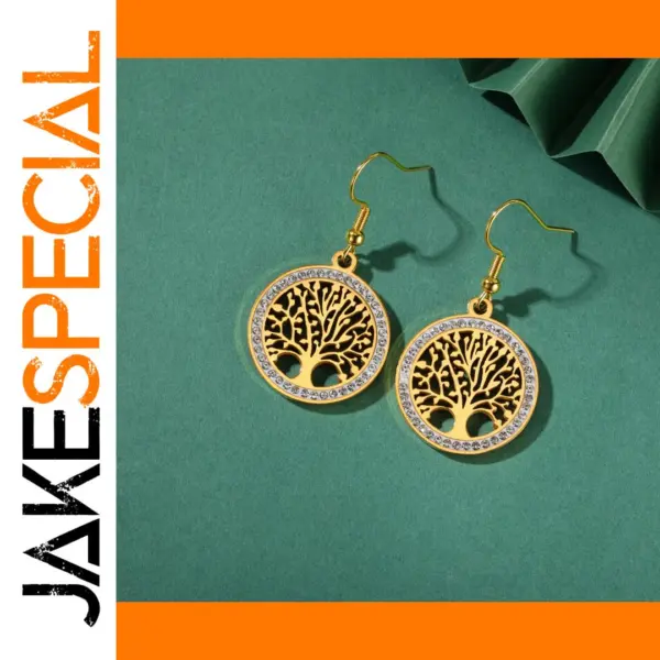 Tree of Life Stainless Steel Dangle Earrings