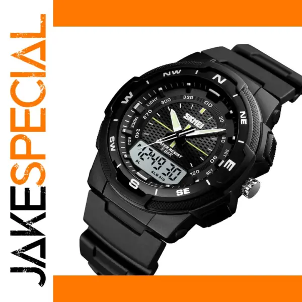 Men's Waterproof Sports Watch with Dual Time Display