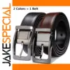 Men's Reversible Leather Belt with Rotating Buckle