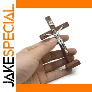Wooden Jesus Cross with Stand for Religious Decor