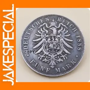 Friedrich III 1888 German 5 Mark Replica Coin