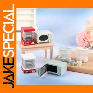 Miniature Microwave Oven and Cabinet Set
