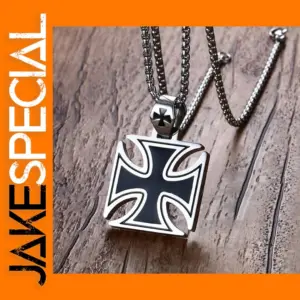 Vintage Templar Cross Pendant Necklace for Men