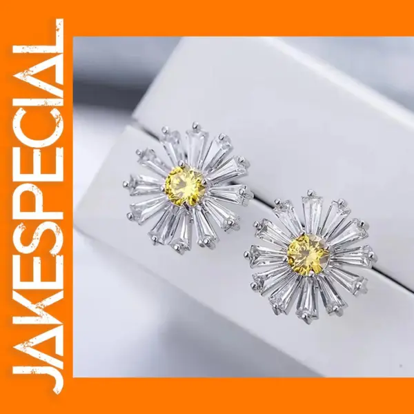 Bright Yellow Flower Stud Earrings for Women