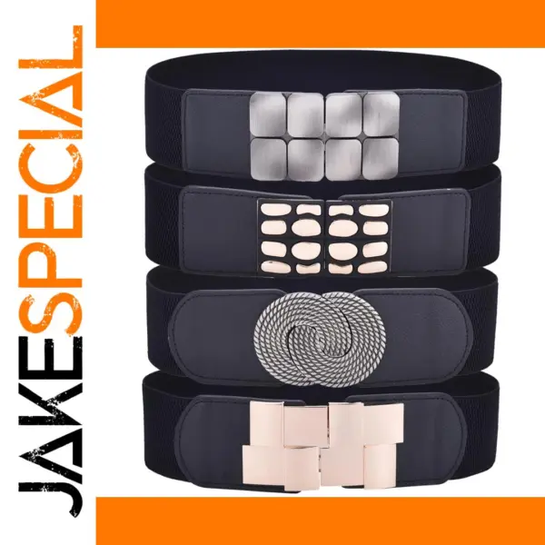 Women’s Wide Stretchy Waist Belt with Buckle