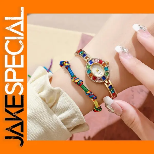 Women's Retro Quartz Watch Set V248 with Bracelet