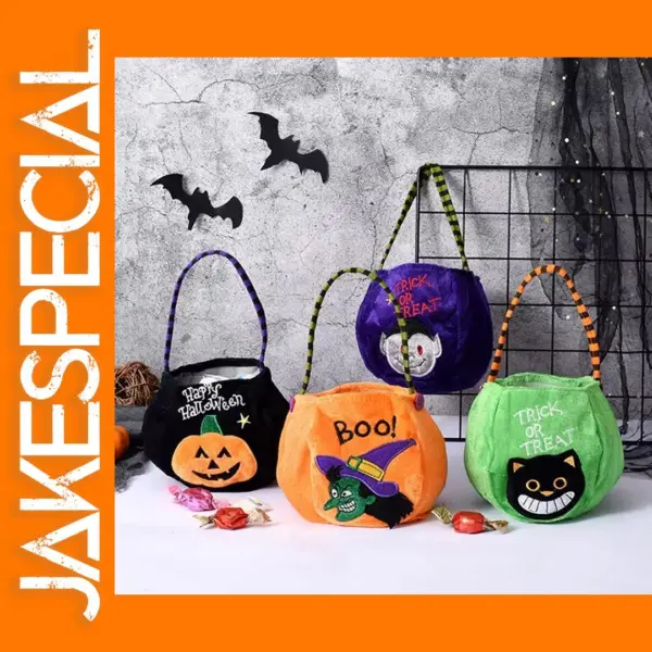 Pumpkin Bat Velvet Halloween Candy Bag