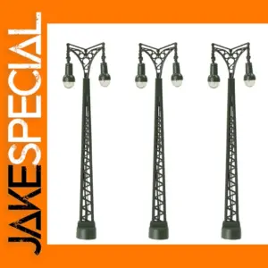 3pcs N Scale Lamp Posts with LEDs for Trains